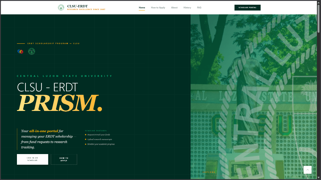 CLSU PRISM Scholarship Portal application interface